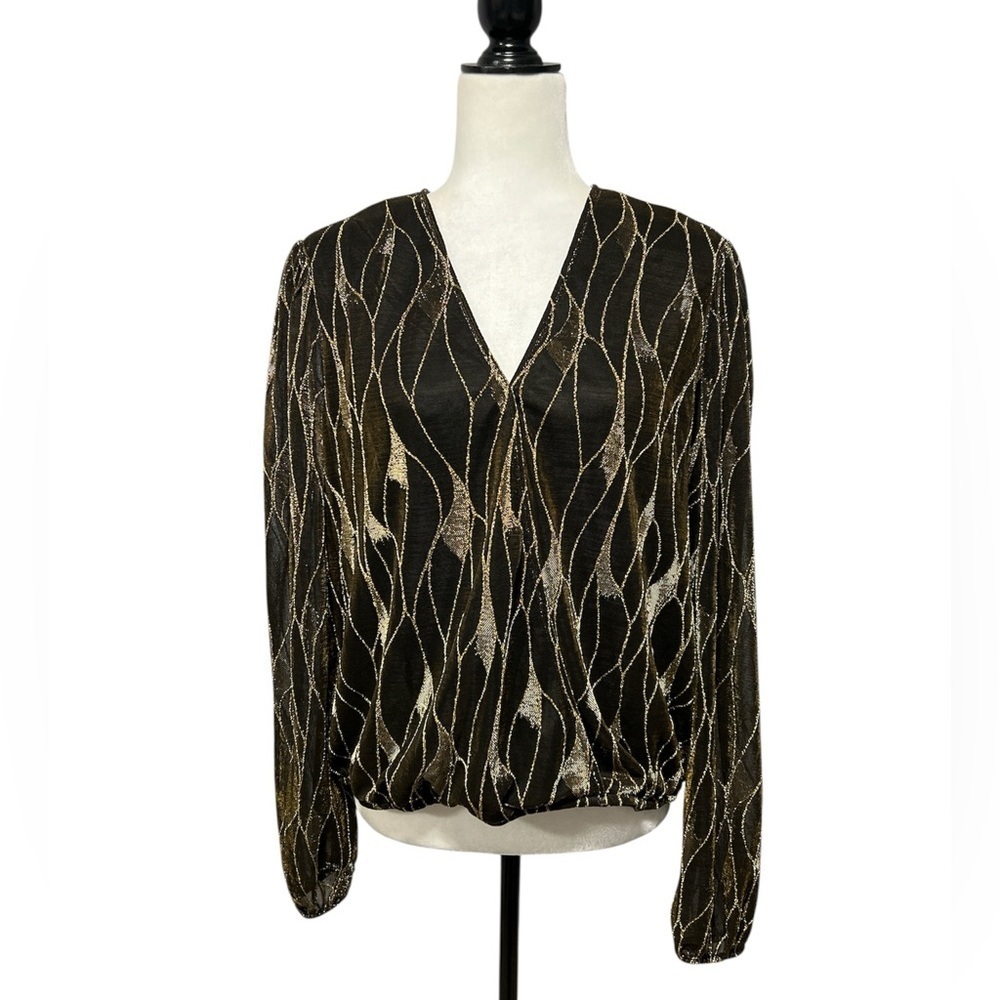 🆕 AUTRES FILLES Sheer Gold Crossover Long Sleeve
